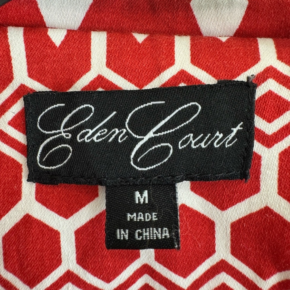 Eden Court Geometric Print Jacket Red White Button Front Size M - Picture 5 of 6